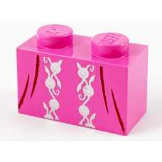 LEGO kocka 1x2 mintás szoknya mintával, sötét rózsaszín (69895)